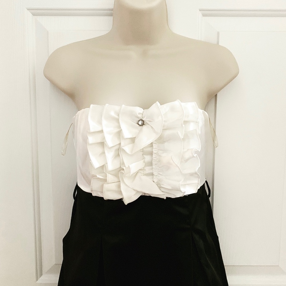 Black & White Color-block Strapless Dress